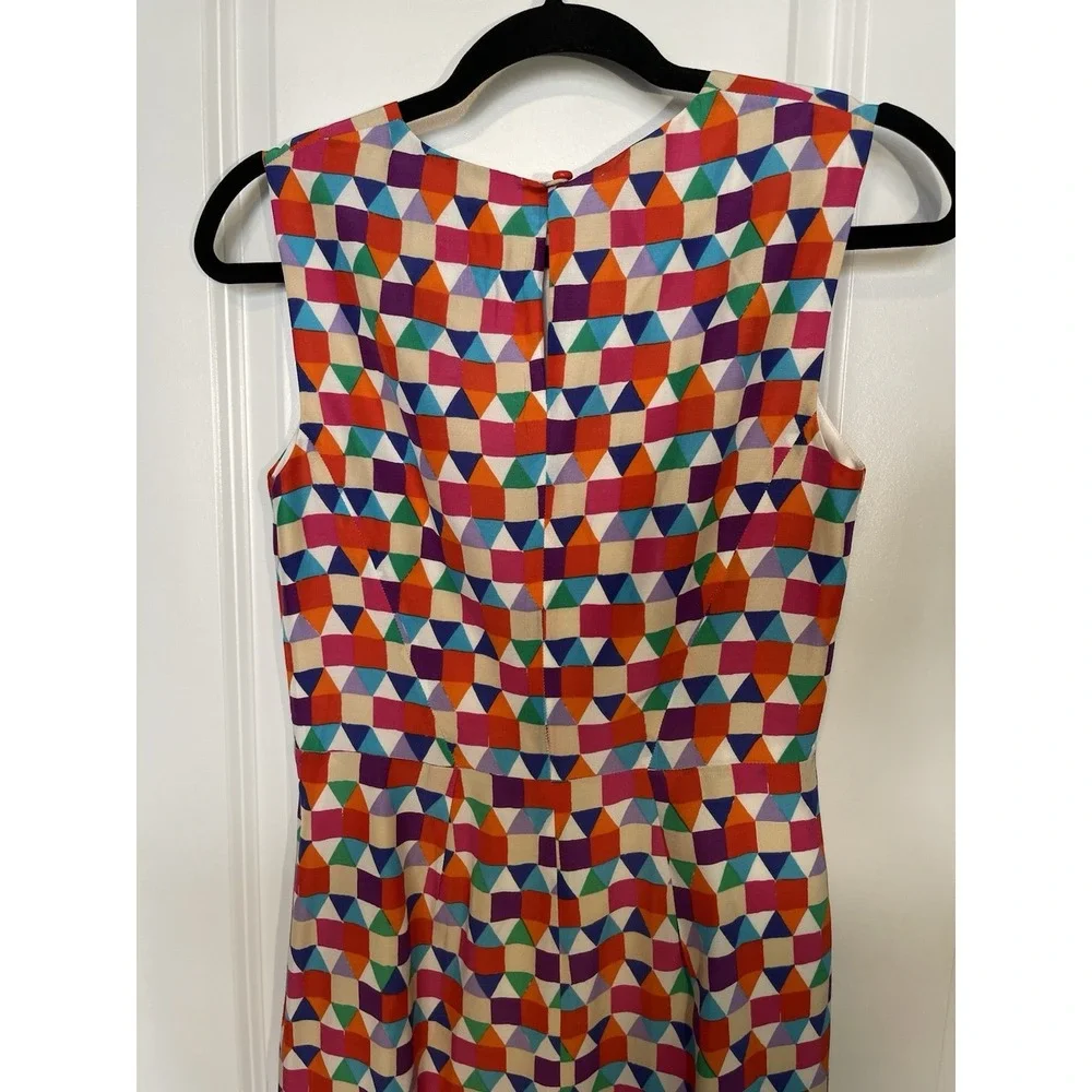Kate Spade Abbey Geometric Print‎ Sleeveless Sheath Midi Dress Colorful Women 2
